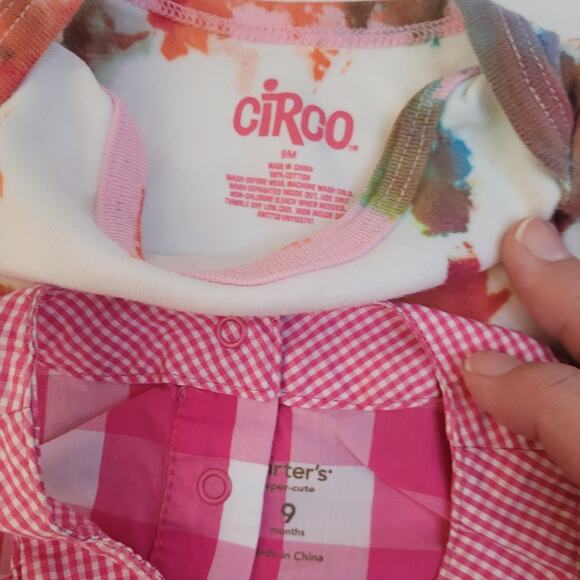 Lot of 14 Baby Girl Clothes Newborn–9M Mixed Brands Bodysuits Pants Pajamas - Picture 5 of 16